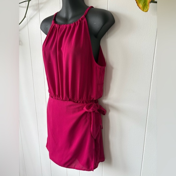 Lulu's Pink Chiffon Skort Romper | Size Small - Picture 3 of 4